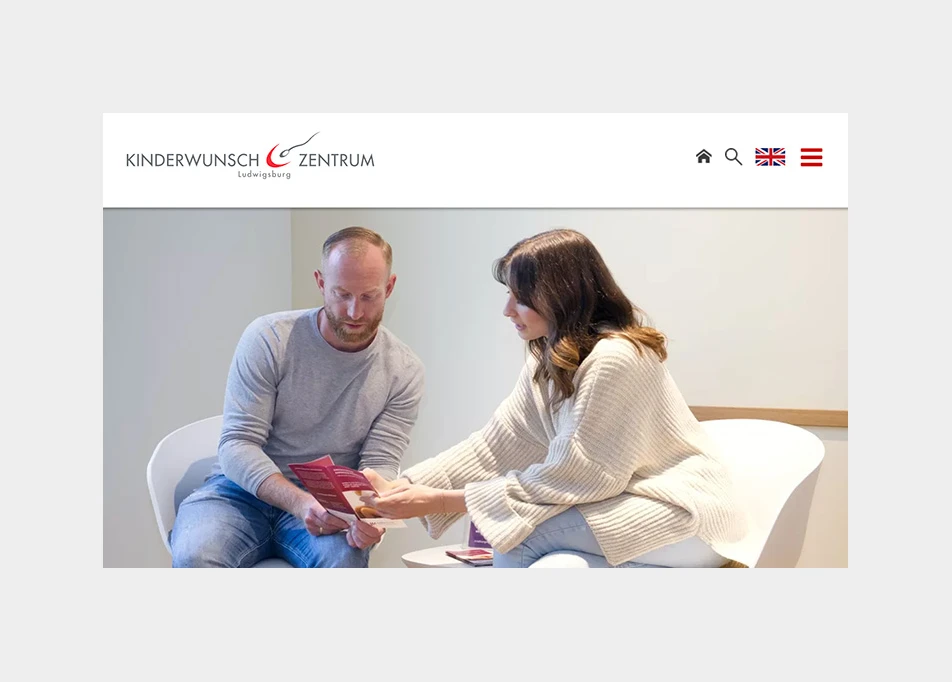 Internetauftritt Kinderwunschzentrum Ludwigsburg: Webdesign, Fotoaufnahmen, Programmierung in Contao